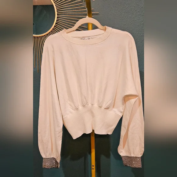 Guess Cream Blouse with Embellished Cuffs - Picture 2 of 5